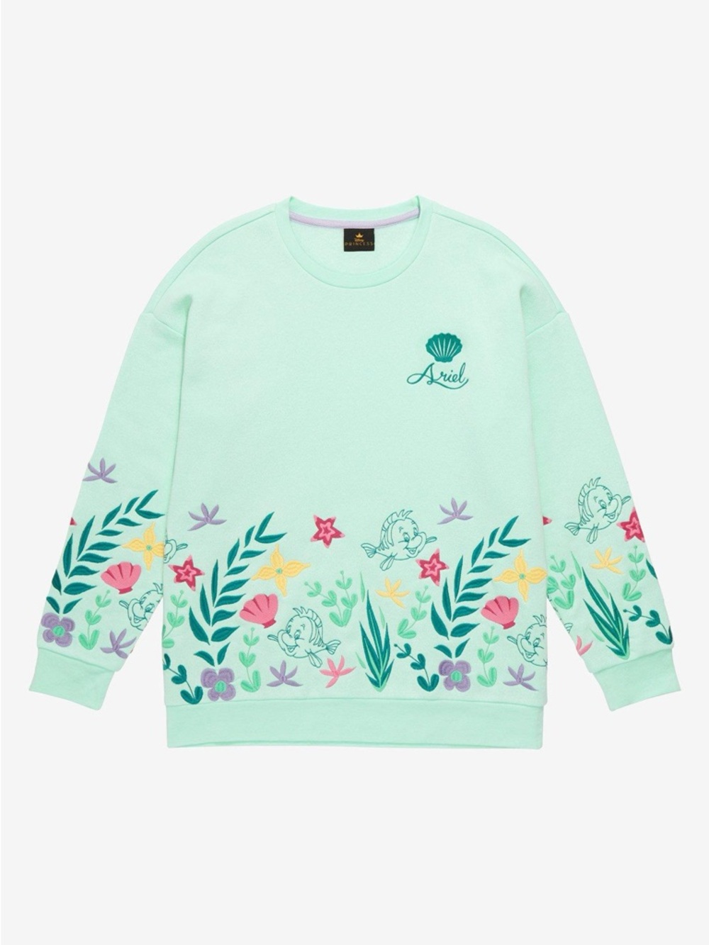 NWOT Disney The Little Mermaid Flounder Floral Crewneck BoxLunch Exclusive Small